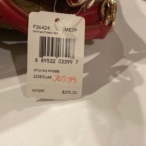 Coach Phoebe Signature Tote - Khaki/Classic Red